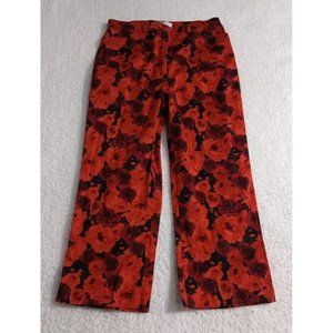 Tribal Stretch Extensible Women's Size 4 Red Roses Cropped Ankle Slit Pants
